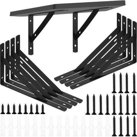 8 Pièces Equerre Etagere Murale, Supports Triangulaires Angulaires Droits de 90 Degrés, Support D'étagère Murale, Support d'angle Brace pour Salon Chambre Bibliothèque, 200x120mm (1/5)
