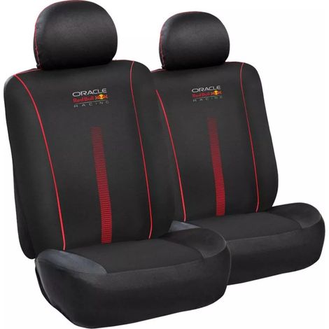 set 2 pezzi coprisedile auto redbull "powerbar" nero e rosso