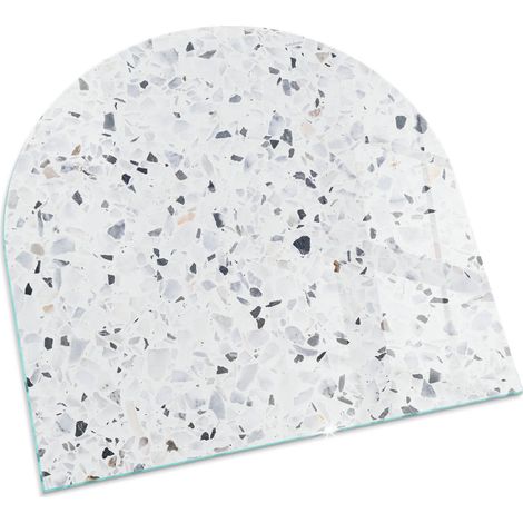 Plaque Carrée de protection en verre trempé pour cheminée protection contre les étincelles Motif pierre avec particules 100x100 cm (1/5)