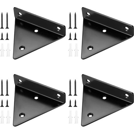 4 Pièces Equerre Etagere Murale, Support Etagere Triangle, Equerre Metal Noir, pour Etagères Dans le Jardin D'étude de La Cuisine (1/5)