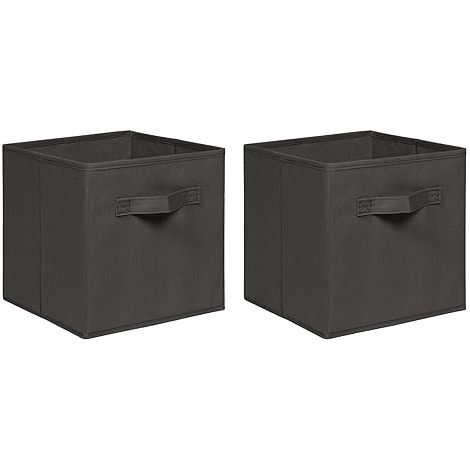 Foldable Storage Boxes,Non-Woven Fabric Storage Box Set,Storage Drawers for Cube Storage Unit,26.5x26.5x28 cm (Dark Grey, Set of 2)