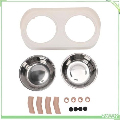 Fafeicy Bol de nourriture pour chat Bol surélevé pour chat, Double bol intégré en acier inoxydable, plat de animalerie kit (1/5)
