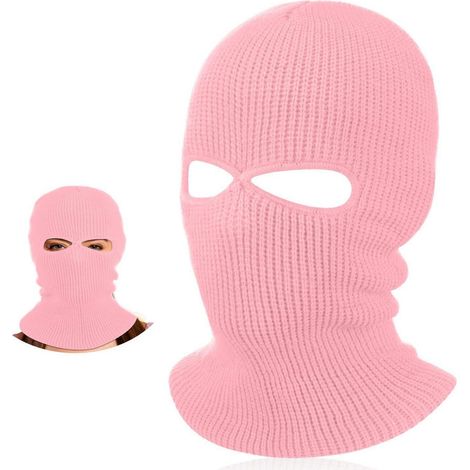 Gestrickte Sturmhaube mit 2 Löchern, Rosa, für Ski & Outdoor (1/5)