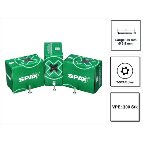SPAX 0151010350303 Rückwandschrauben 3.5 mm 30 mm T-STAR plus Stahl 300 St.