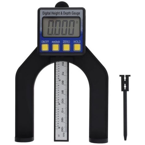 Jauge de profondeur numérique de 80 mm, jauge de hauteur, règle avec écran LCD, jauge d'épaisseur pour scie circulaire et défonceuse, avec aimant autoportant pour le travail du bois. (1/5)
