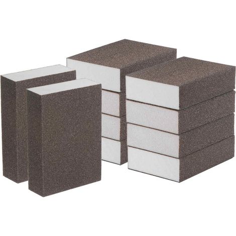 Blocs abrasifs en éponge lot de 10 noirs grain 240 320 100 x 70 x 25 mm pour ponçage métal bois cloisons sèches et surfaces de cuisine (1/5)