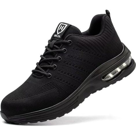 Scarpe antinfortunistiche da uomo leggere con puntale in acciaio, antiscivolo, ammortizzate ad aria, traspiranti, resistenti agli odori e alle forature, taglia 39 -Crezuo