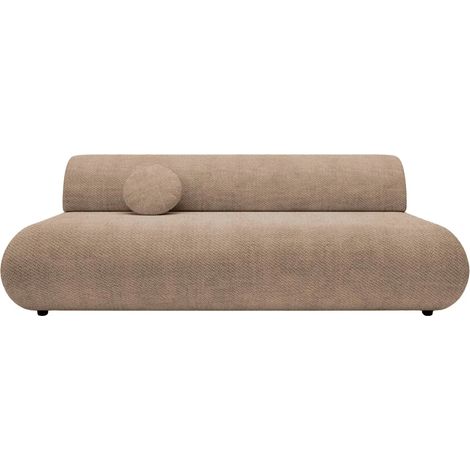 LEVI - Canapé droit convertible tissu lisse 2 places Café (1/5)