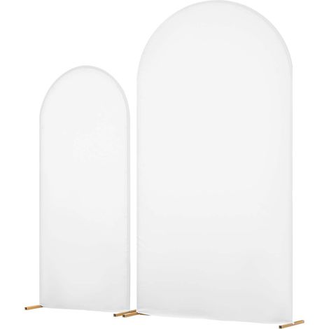 Mophorn Lot de 2 arches métalliques dorées 2,2 m et 1,8 m avec housses en tissu pour décoration de mariages, anniversaires, remises de diplômes, fêtes et autres événements (1/5)