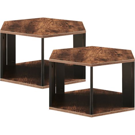 Set di 2 tavolini da caffè effetto noce nero 030010603