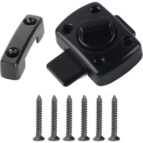 Petit Verrou à Boulon Rotatif Porte de Sécurité Serrure Coulissante Serrure à Glissière Domestique avec 6 Vis pour Armoire de Fenêtre de Porte Noir (1/5)