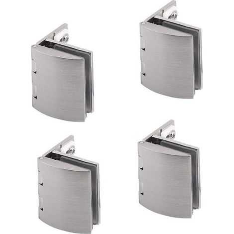 Lot de 4 pinces à verre à 90 degrés, réglables de 5 à 8 mm, charnière à clip pour armoire, vitrine, fixation murale, finition brossée en alliage de zinc (1/3)
