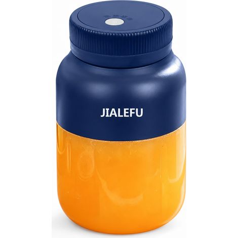 Blender Électrique Portable JIALEFU Bleu, 38 Lames, Gobelet 1300 ml, Capacité de Jus 800 ml, 2 Couvercles, Paille et Sangle (1/5)