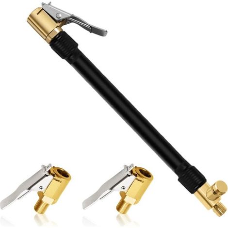 30cm Tire Inflator Hose with 2 Nozzles, Tire Inflator Extension Tube for Car, Compressor, Auto, Bicycle, Motorcycle, Pump Accessories (1/4)