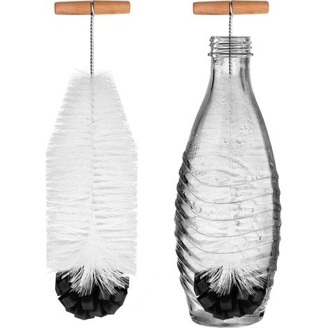 35cm Brush Compatible with Glass Bottles, Hard Bristles and Soft Sponge, Scratch-free for Removing Stubborn Dirt (1 Piece - Black) (1/5)