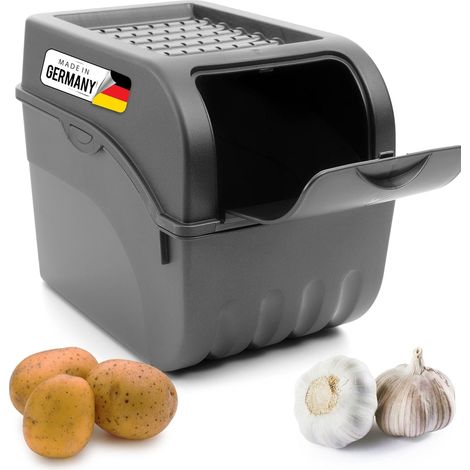 Boîte rangement pommes de terre 9 L gris anthracite empilable