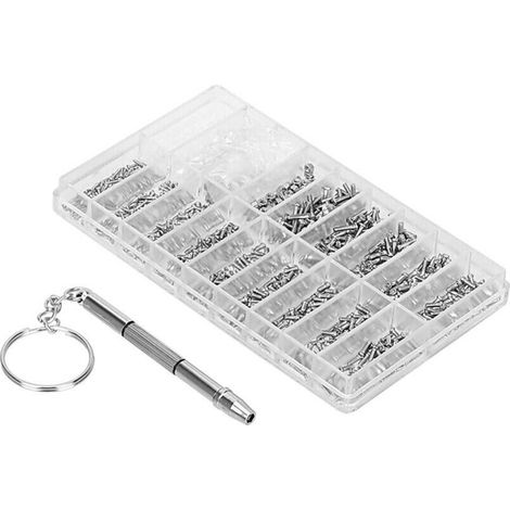 Kit de reparación de gafas con estuche a juego, 1000 tornillos y almohadillas, y micro destornillador incluido para reparar relojes, despertadores y gafas.