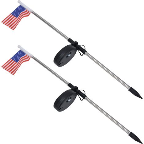 2er-Set Solar-Gartenleuchten, Gartenstecker mit amerikanischer Flagge, Weiß (1/5)