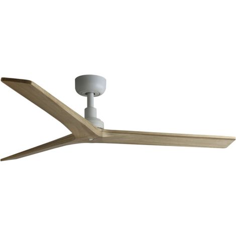 Ventilateur de plafond sans lumière blanc/chêne Ø125cm – Moteur CC compact – 6 vitesses réglables – Fonction d'inversion – Pour pièces jusqu'à 17,6m² (1/5)