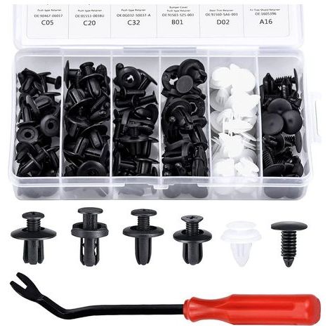 Mezheng – Lot de 100 clips rivets plastiques pour fixation panneaux de porte – Nylon haute qualité – Compatible Peugeot, Renault, Ford, Honda – Boîte de rangement - 100Pcs (1/5)