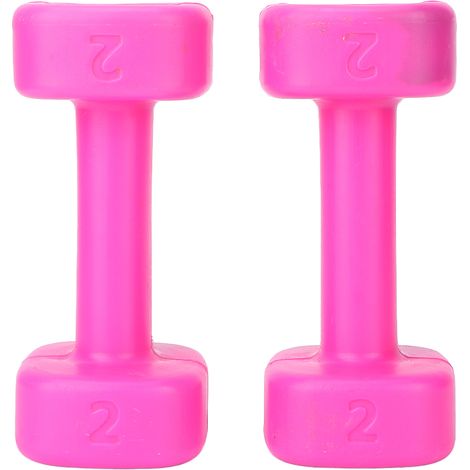 2 pièces Haltères Fitness Femme Musculation Yoga Perte de Poids Équipement Sportif Rose Rouge (1/5)