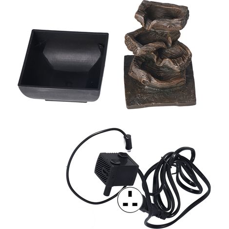 Fontaine de bureau en résine avec cascade de rochers et éclairage LED pour décoration intérieure et professionnelle, prise UK 220-240V