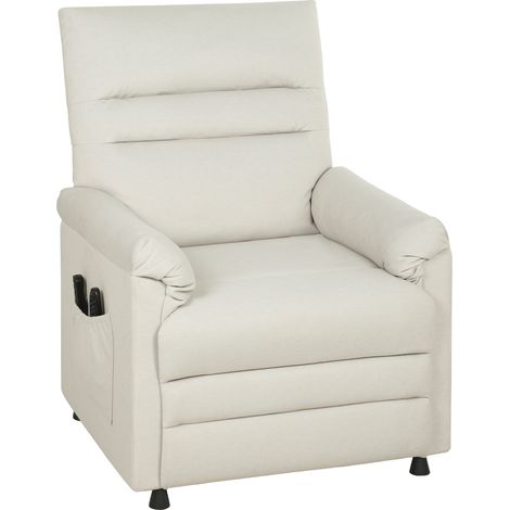 Fauteuil relax électrique massant chauffant inclinable, repose-jambes intégré, moteur silencieux, dimensions 82x99x106 cm, couleur crème (1/5)