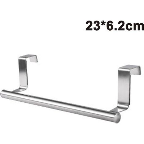 Modern towel rack with hooks for bathroom and kitchen, brushed stainless steel towel holder for over-the-counter storage, 23 × 6.2 cm (1/4)