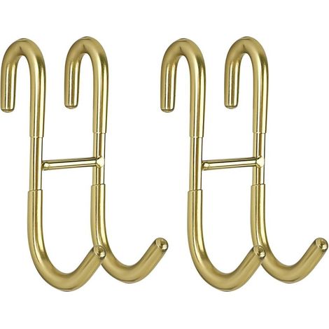Duschtürhaken (2er-Set) für rahmenlose Glasduschtüren, Handtuch- und Duschbürstenhalter, gold (1/4)