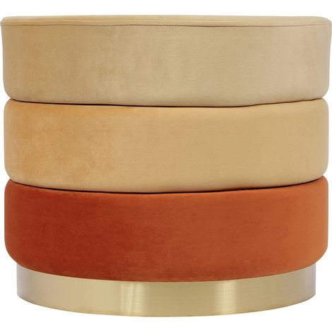 Pouf contenitore Matilda in velluto arancio con base dorata (1/3)