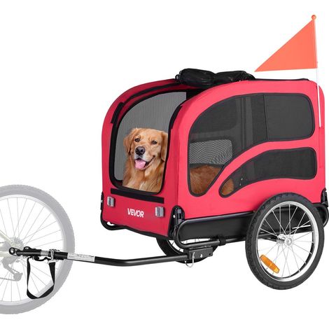 Remorque vélo pour chien pliable, charge 45 kg, roues 16 pouces, attelage universel pour sorties à vélo (1/5)