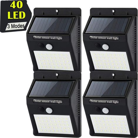 Lampe solaire LED, 4 unités, 20 diodes, détecteur de mouvement, résistante à l'eau, pour jardin, terrasse, allée, entrée et espaces extérieurs.-AquaForge (1/3)