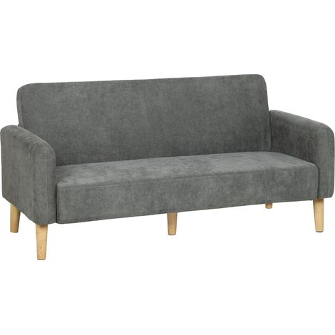 HOMCOM 2 Seater Sofa, Velvet Small Couch with Plush Backrest, Grey (1/5)