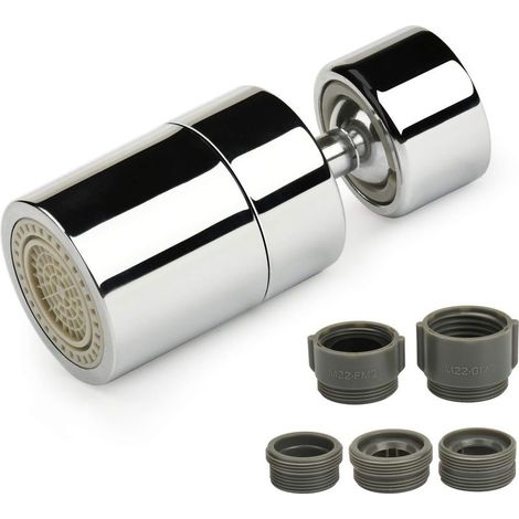Aérateur de robinet 360 degrés 2 modes réglables Finition métal Débit max Compatible avec robinets M22-G1/2, M22-FM20, M22-M20, M22-M22, M22-M24 (1/5)