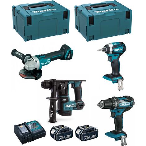 MAKITA Kit 18V MSL4P2 (DHR171 DGA504 DDF482 DTD154 2 x 5,0 Ah DC18RC 2 x MAKPAC 3)