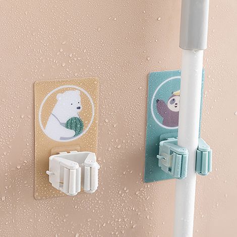 Support mural pour balai - Clip robuste, design à rouleau étanche, rangement pour salle de bain, cuisine, toilettes
