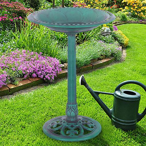 Outdoor Garden Green Pedestal Bird Bath Feeder (1/5)
