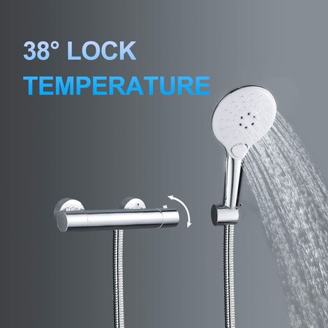 Mitigeur thermostatique de douche, robinet avec verrouillage de sécurité Mitigeur thermostatique de douche 38℃ (1/4)