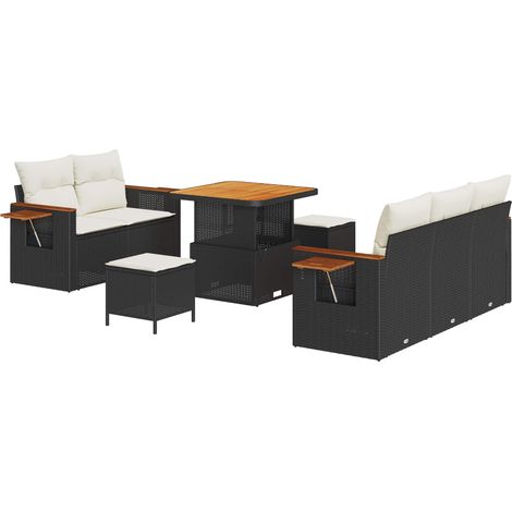 Garden Sofa Set 8 pcs Black Poly Rattan vidaXL (1/5)