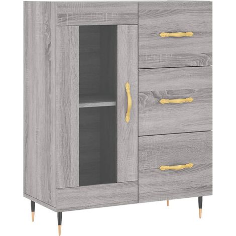 Credenza cassettiera cassettiera mobile contenitore organizer cucina soggiorno soggiorno Sonoma 69,5 x 34 x 90 cm derivati del legno grigio 020036453