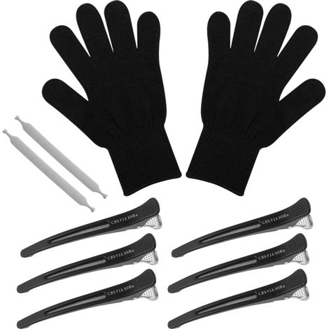 Pinces À Cheveux - 6 Pièces - Sans Trace - Résistantes À La Chaleur - Pour Coiffure Salon Ou Maison - Avec 2 Gants Protecteurs (1/5)