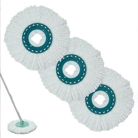 (Blanc)3 Pièces Têtes de Balai Rechange Leifheit Clean Twist Disc Mop Microfibre Très Absorbante Convient à Tous Les Types de Sols (1/4)