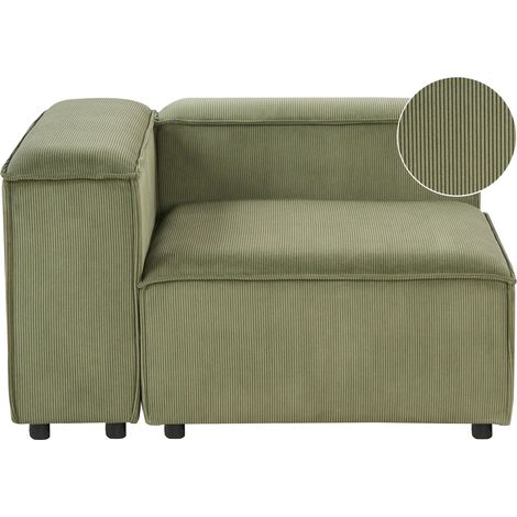 Divano angolare modulo 1 posto in velluto a coste in poliestere verde gambe nere rivestito a destra Ardal (1/5)
