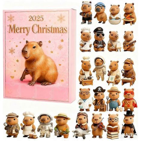 24 décorations de Noël en acrylique 2D représentant de mignons capybaras, calendrier de l'Avent, pendentif capybara à suspendre au sapin - A