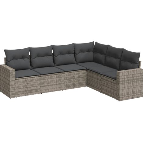 Maison Exclusive - Set de muebles de jardín 6 pzas y cojines ratá (1/3)