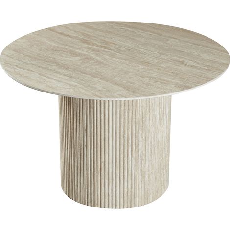 Table ronde moderne en céramique aspect travertin Judy (1/4)
