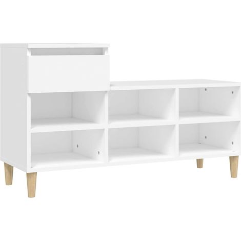 Armoire à Chaussures, Meuble Étagère de Rangement, Blanc 102x36x60 cm Bois d'ingénierie OIB5045E (1/5)