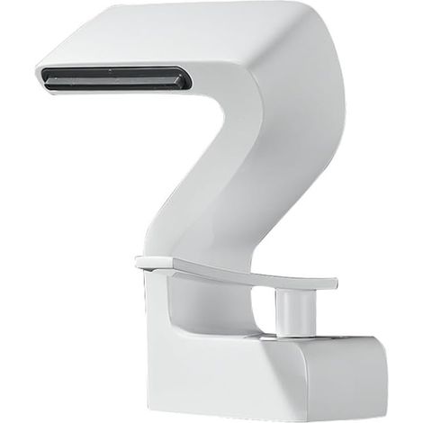 Blanc Robinet de lavabo Cascade, mitigeur de lavabo Moderne à Levier Unique en Laiton, Eau Chaude/Froide