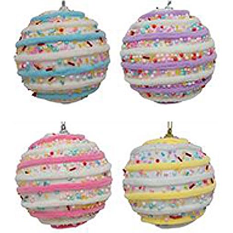 Palline Natalizie Colorate Set di 4 Decorazioni per Albero di natale Design Candy caramella (1/4)