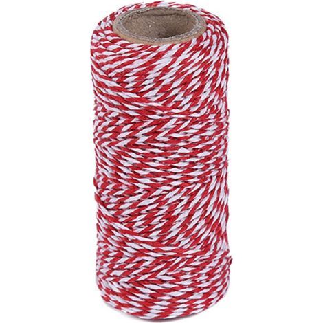 ALLIANDIS Ficelle noire et blanche 2mmx100m(rouge et blanc), ficelle de boulanger en coton ficelle de cordon de coton pour les vacances (1/4)